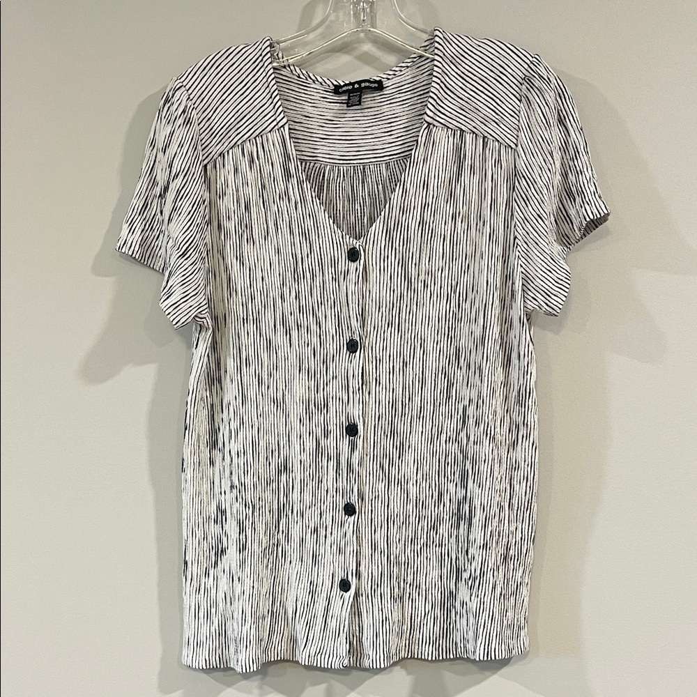 Cable & Gauge - M,‎ Black/White Button Down Shirt, Textured, Waffle